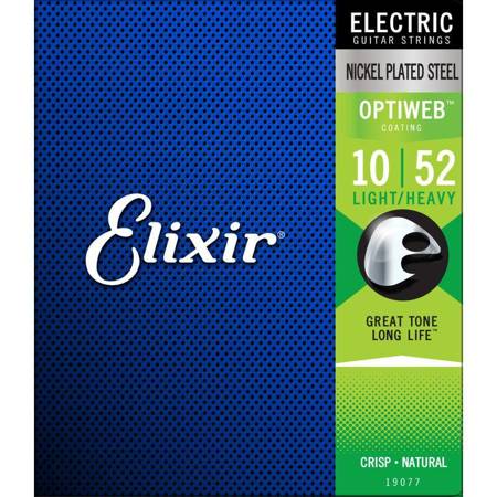 Elixir 19077 Optiweb 10-52 Light-Heavy - struny do gitary elektrycznej 6-strunowej